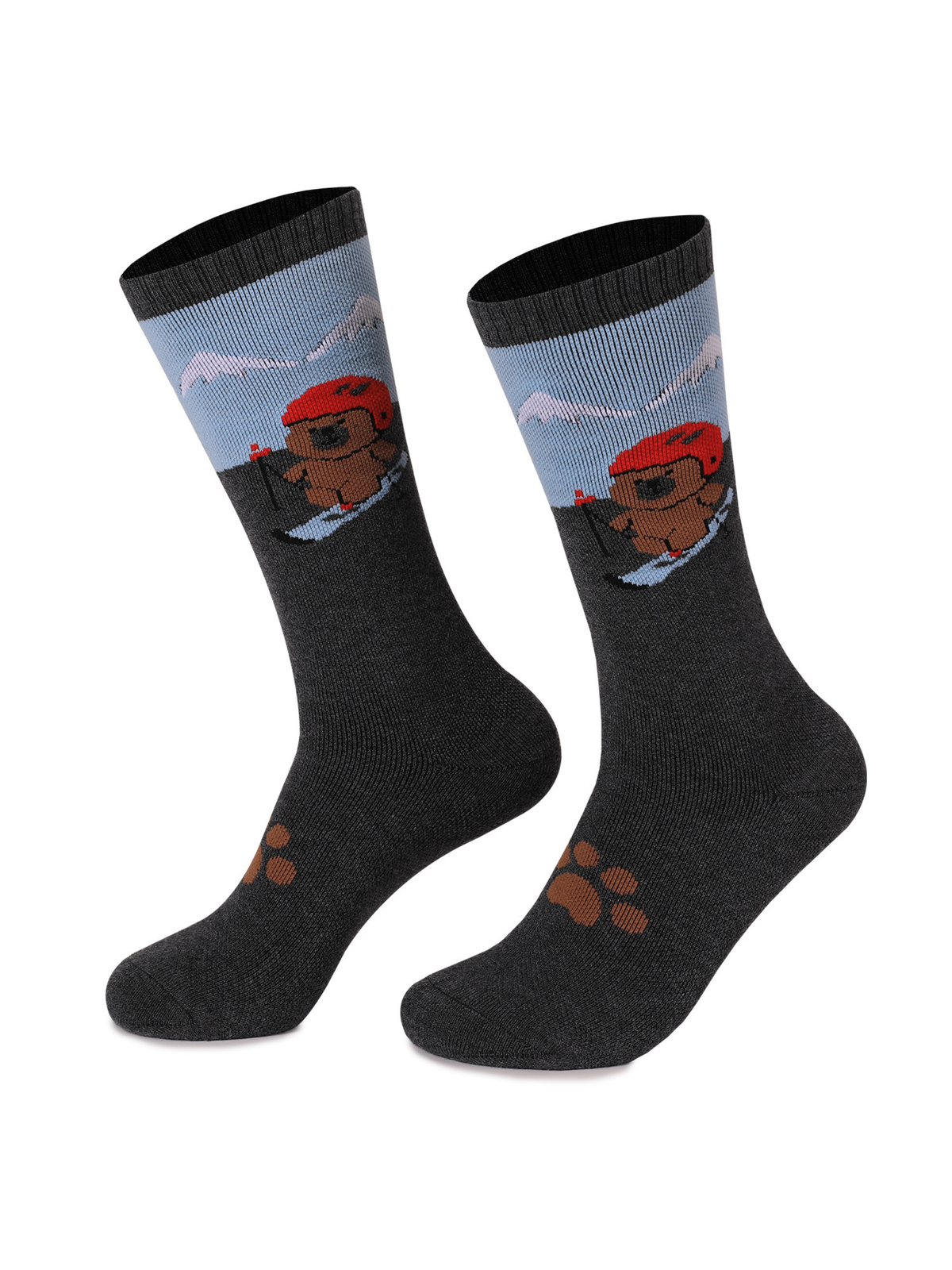High Performance Kids Bear Pattern Ski Socks