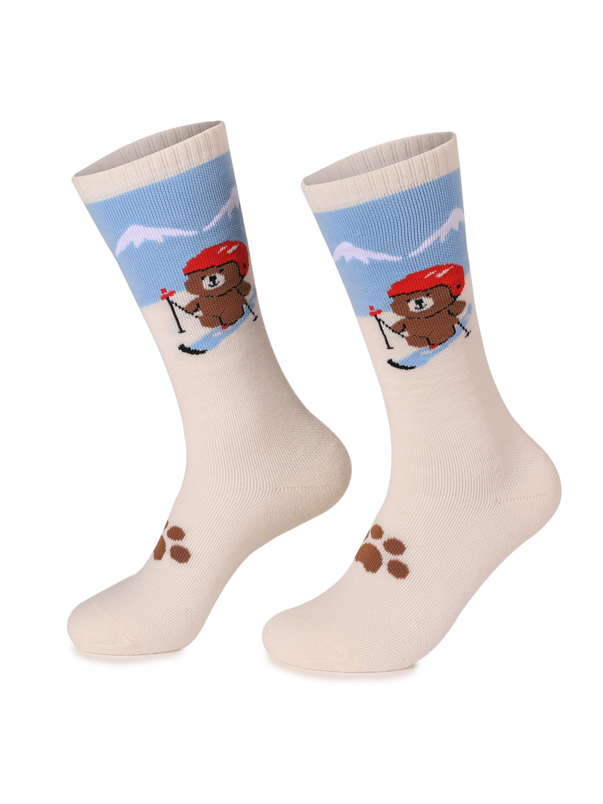 High Performance Kids Bear Pattern Ski Socks