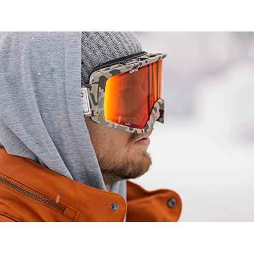 Giro Blok Ski Goggles - Snowboard Goggles for Men & Youth - Black Wordmark Strap with Vivid Ember Lens