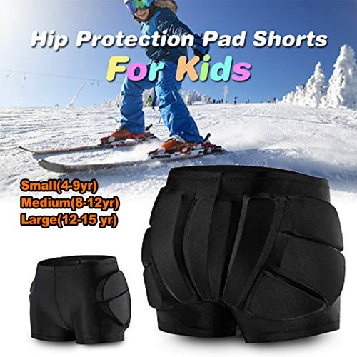 RANDDER Kids Butt Pad Shorts for Skating Snowboarding Ski Hockey, Hip Tailbone Padded Shorts for Youth Child(Black, S)