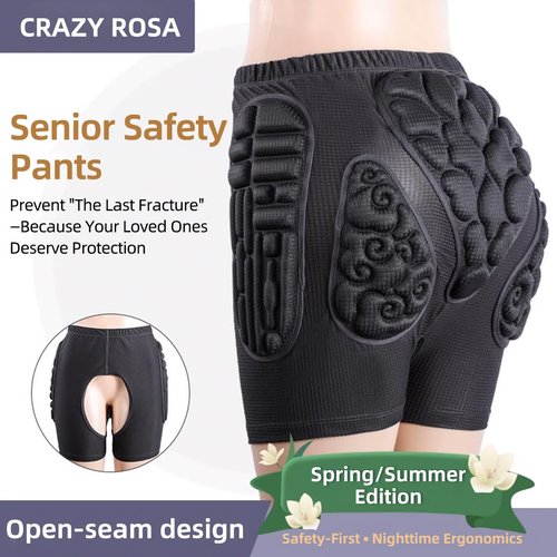 EVA Reinforced Fall Protection Padded Shorts for Seniors with Fall Risks Osteoporosis Rehabilitation – Shock-Absorbing Hip Guards with Open Seam Design, Reusable Elderly Safety Gear (XL)